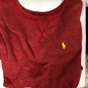 Red polo crew neck